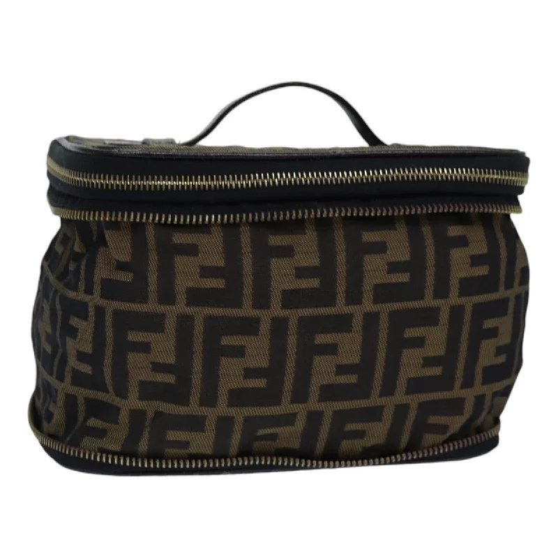 FENDI Zucca Canvas Vanity Pouch Brown Black gold  ac3179