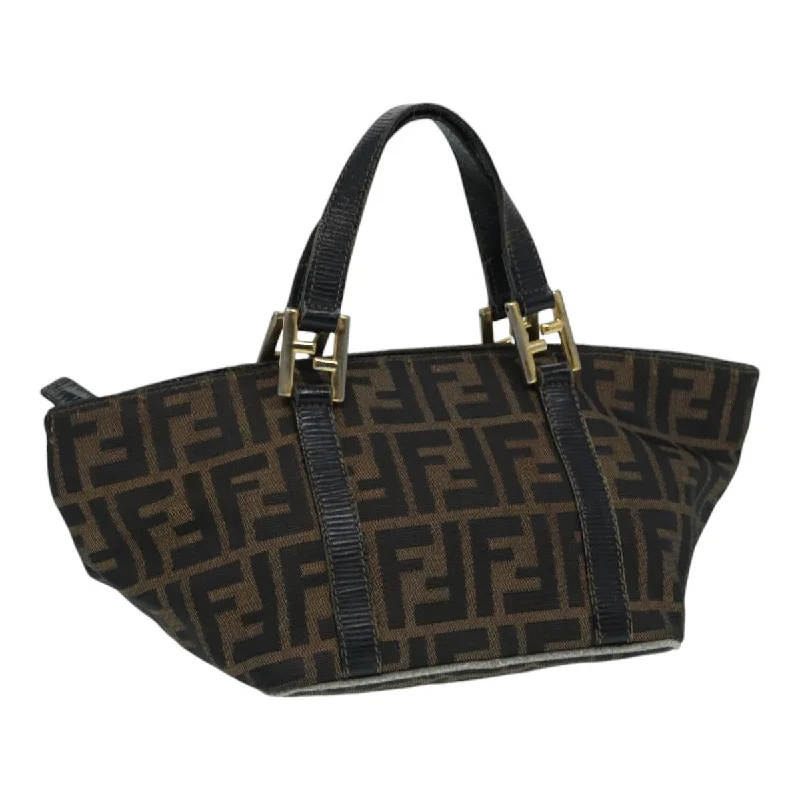 FENDI Zucca Canvas Hand Bag Brown Black  yk14115