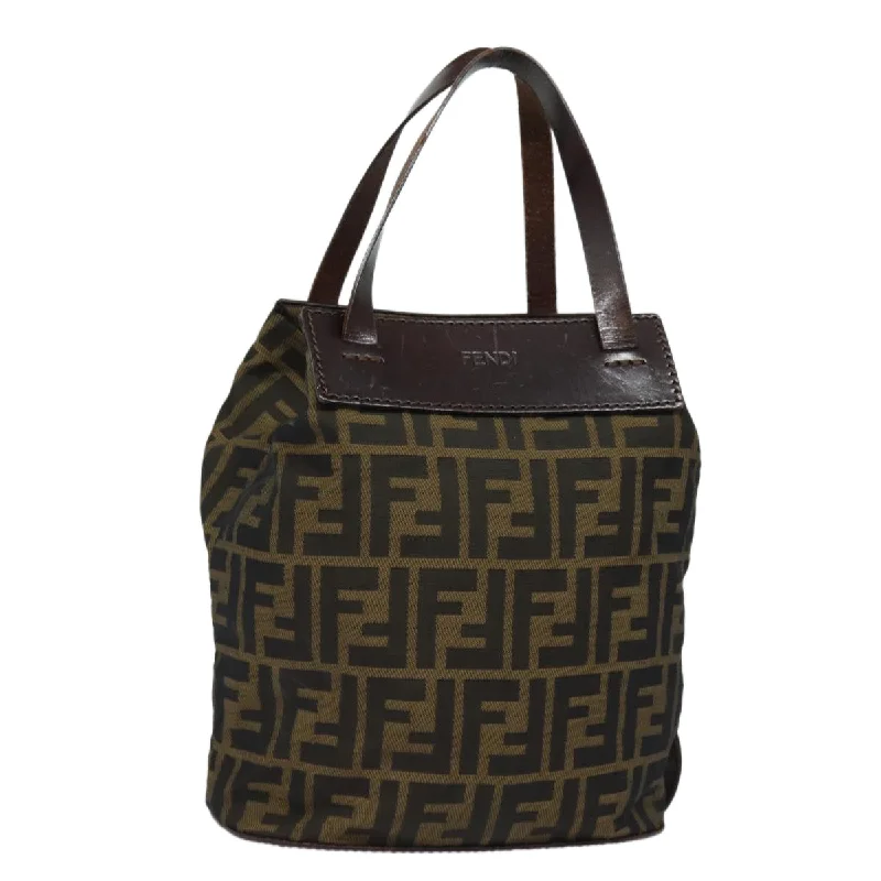 FENDI Zucca Canvas Hand Bag Brown Black  ep4659