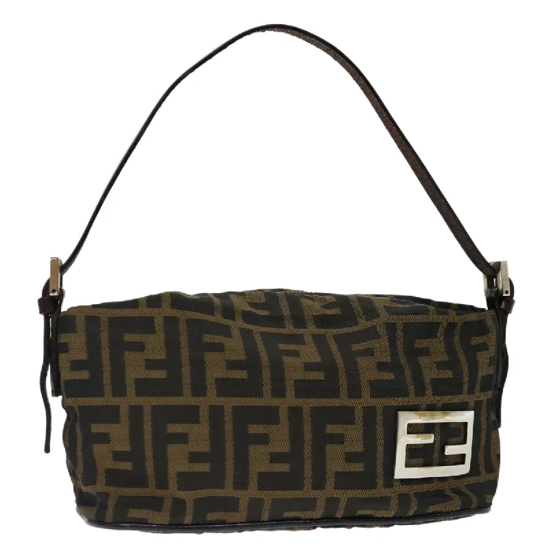 FENDI Zucca Canvas Hand Bag Brown Black  yk11574