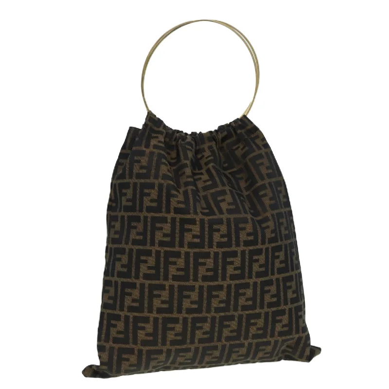 FENDI Zucca Canvas Hand Bag Brown Black  84442