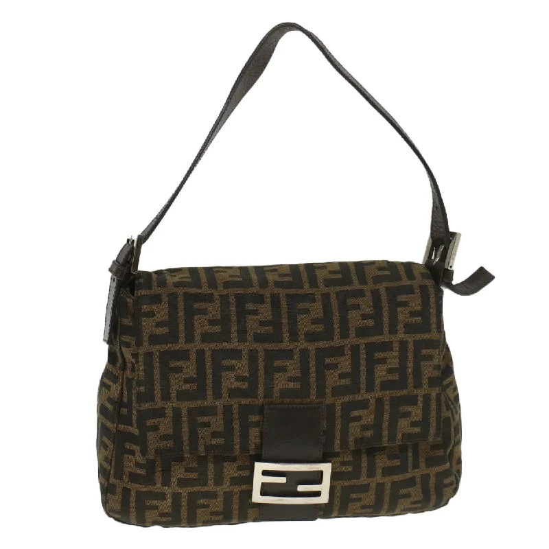 FENDI Zucca Canvas Mamma Baguette Shoulder Bag Brown  52440