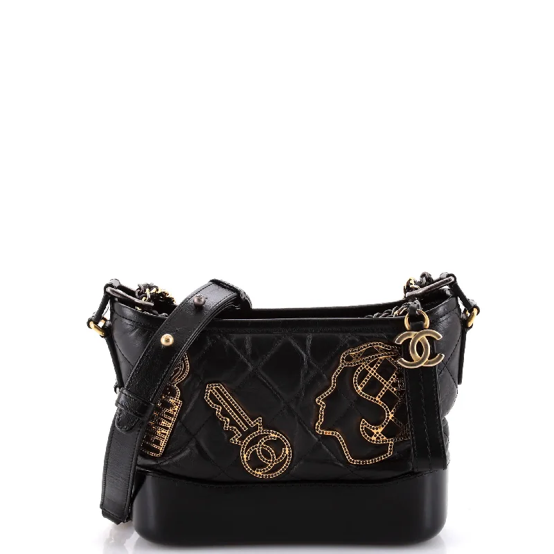 Gabrielle Hobo Embellished Quilted Aged Calfskin Small