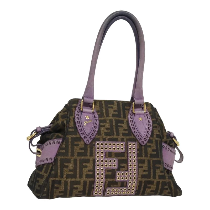 FENDI Zucca Canvas Hand Bag Brown Black Purple  83149