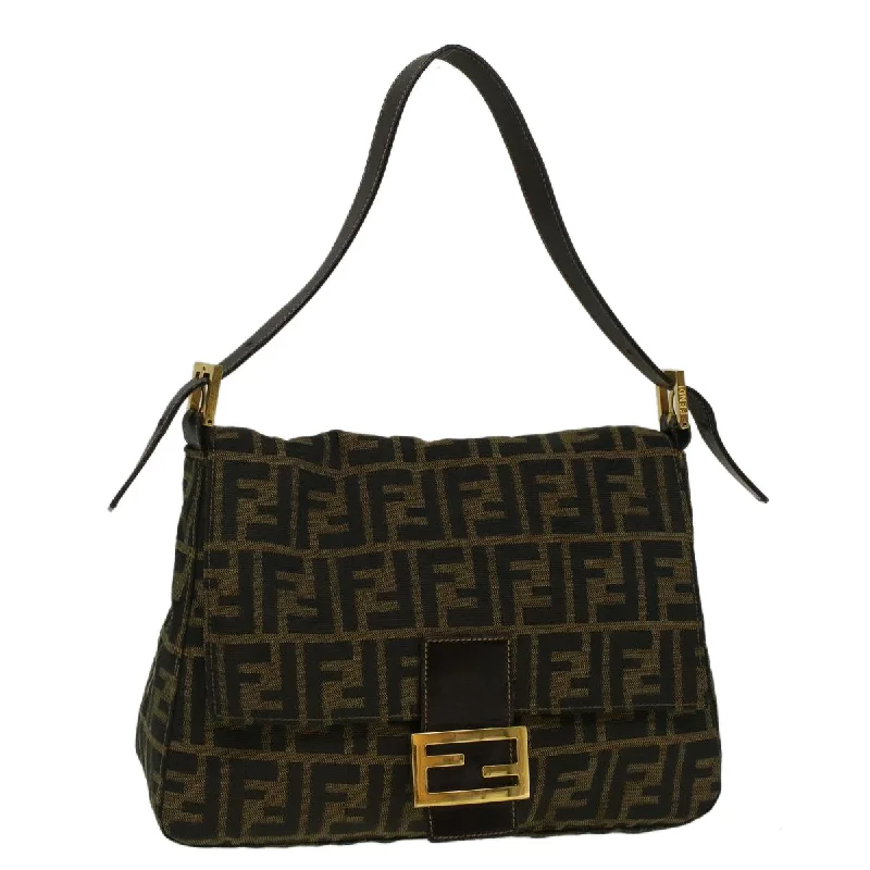 FENDI Zucca Canvas Mamma Baguette Shoulder Bag Brown  yk9181