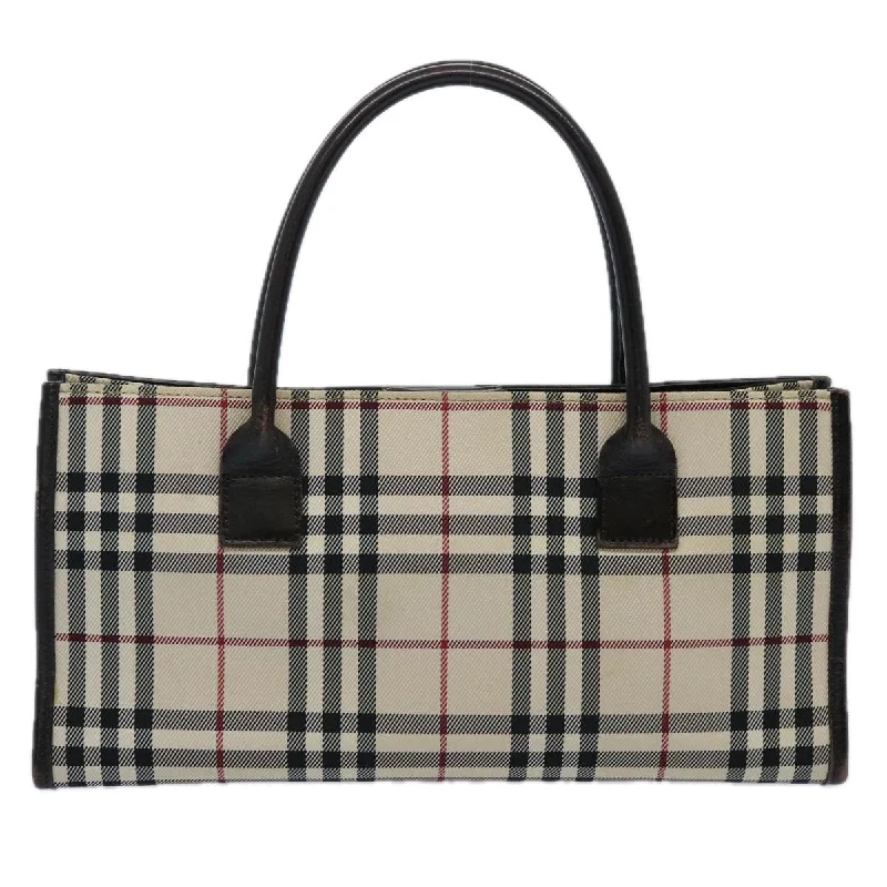 BURBERRY Nova Check Hand Bag Nylon Beige Dark Brown  uy141