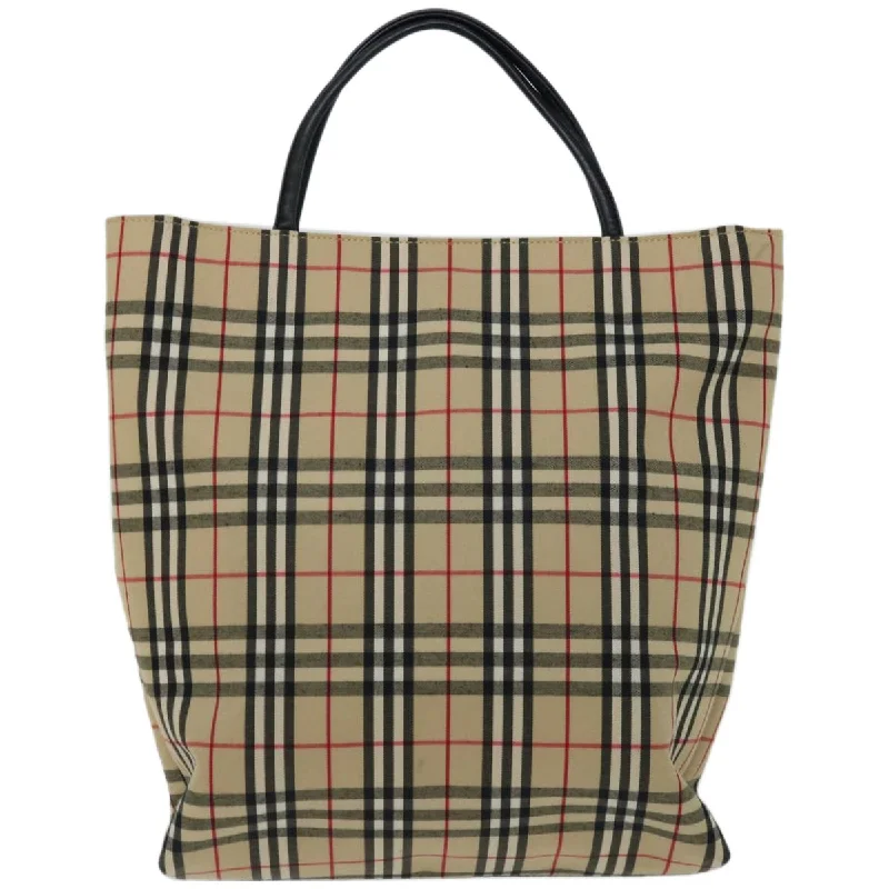 BURBERRY Nova Check Hand Bag Nylon Canvas Beige  ep3219