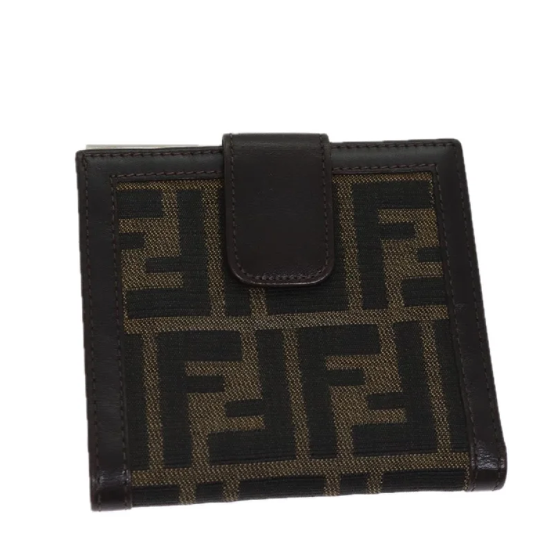 FENDI Zucca Canvas Wallet Black Brown  yk11705