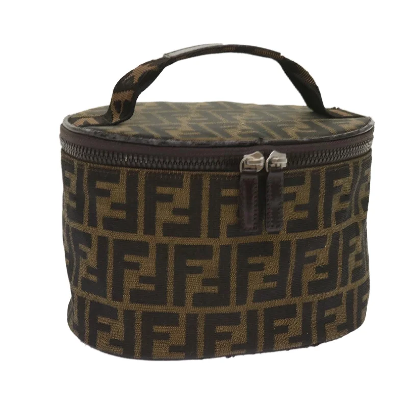 FENDI Zucca Canvas Vanity Cosmetic Pouch Brown  ac2711