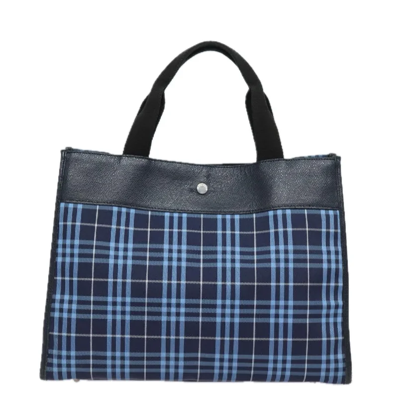 BURBERRY Nova Check Hand Bag Nylon Blue  bs15357