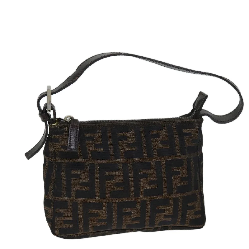 FENDI Zucca Canvas Hand Bag Brown Black  yk12428