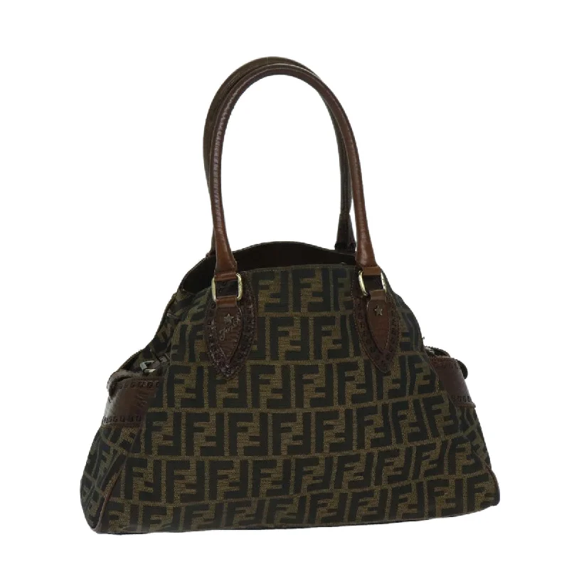 FENDI Zucca Canvas Hand Bag Brown  yk11216