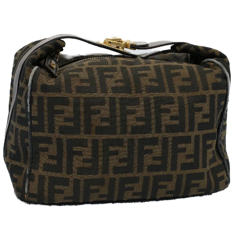 FENDI Zucca Canvas Vanity pouch Hand Bag Brown Black  55824