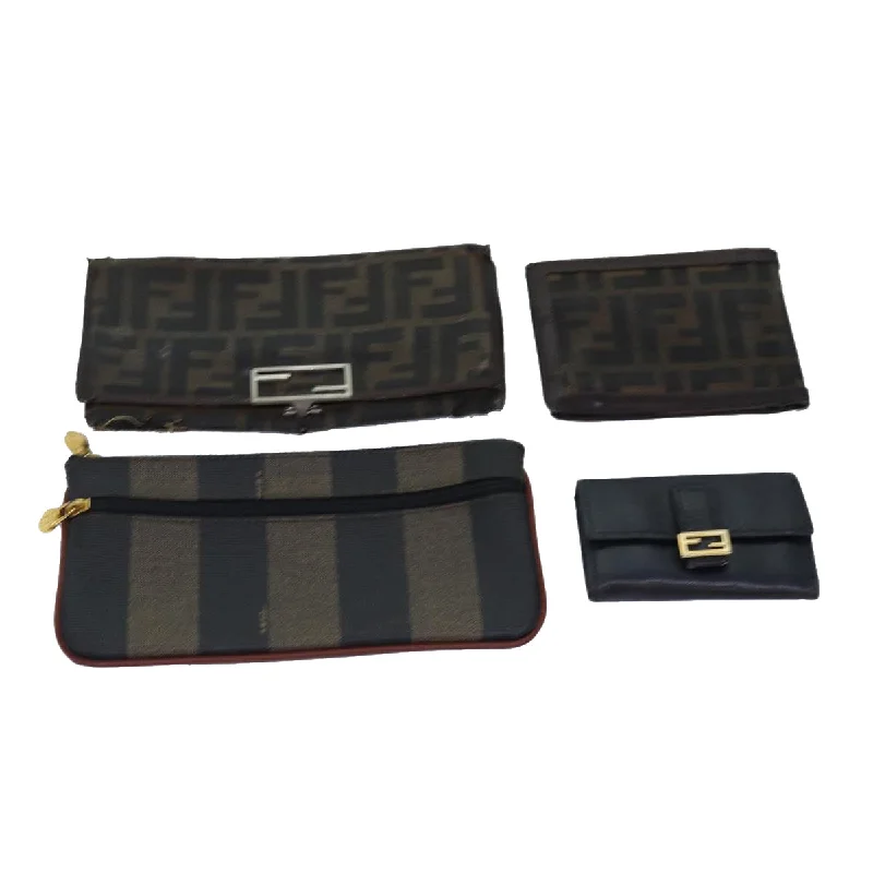 FENDI Zucca Canvas Pecan Canvas Key Case Wallet 4Set Black Brown  bs14585