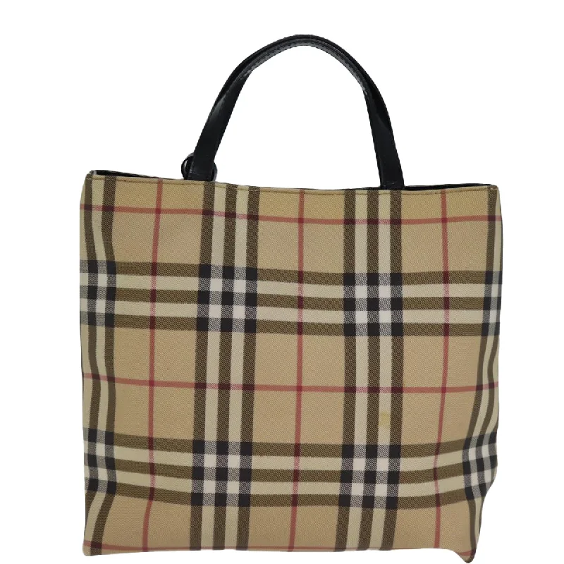 BURBERRY Nova Check Hand Bag Coated Canvas Beige  yk12299