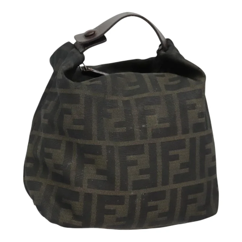 FENDI Zucca Canvas Hand Bag Brown Black  bs18438