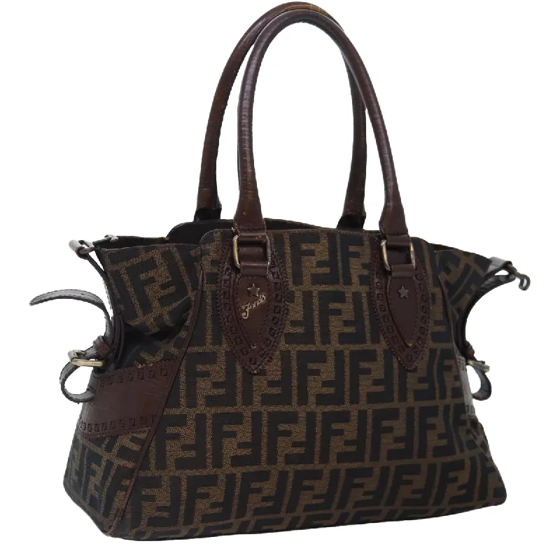 FENDI Zucca Canvas Hand Bag Brown Black  yk14810