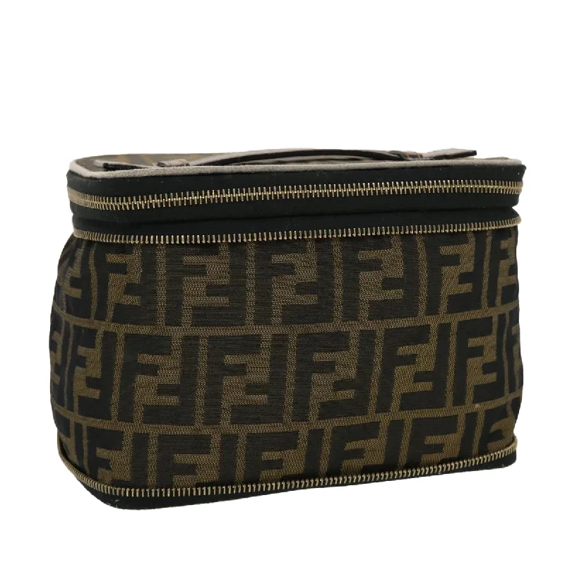 FENDI Zucca Canvas Vanity Cosmetic Pouch Black Brown  ar9544B