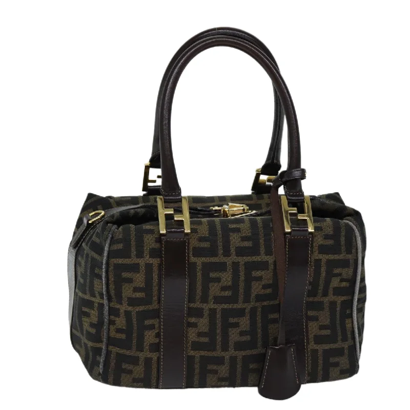 FENDI Zucca Canvas Hand Bag Brown Black  71831