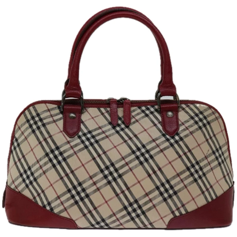 BURBERRY Nova Check Hand Bag Canvas Red Beige  bs12476