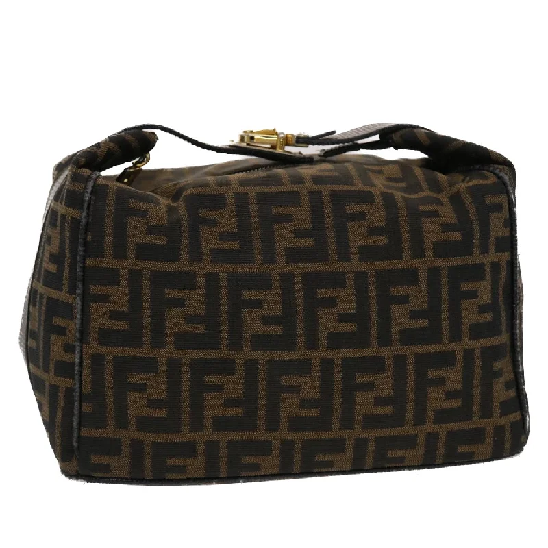 FENDI Zucca Canvas Vanity pouch Hand Bag Nylon Brown Black  50427