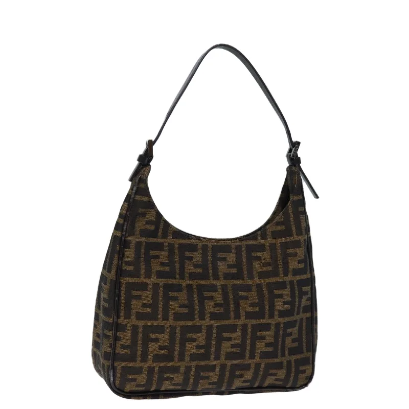 FENDI Zucca Canvas Hand Bag Brown Black  yk12507