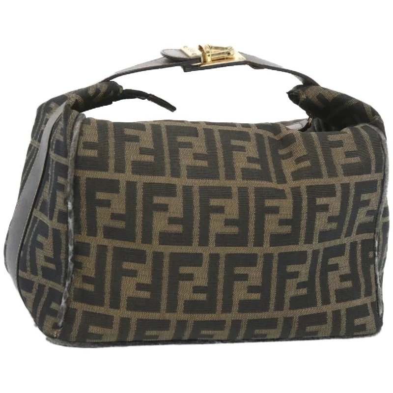 FENDI Zucca Canvas Vanity Hand Bag Brown  65366