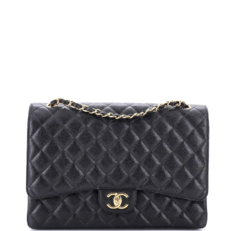 Classic Double Flap Bag Quilted Caviar Maxi