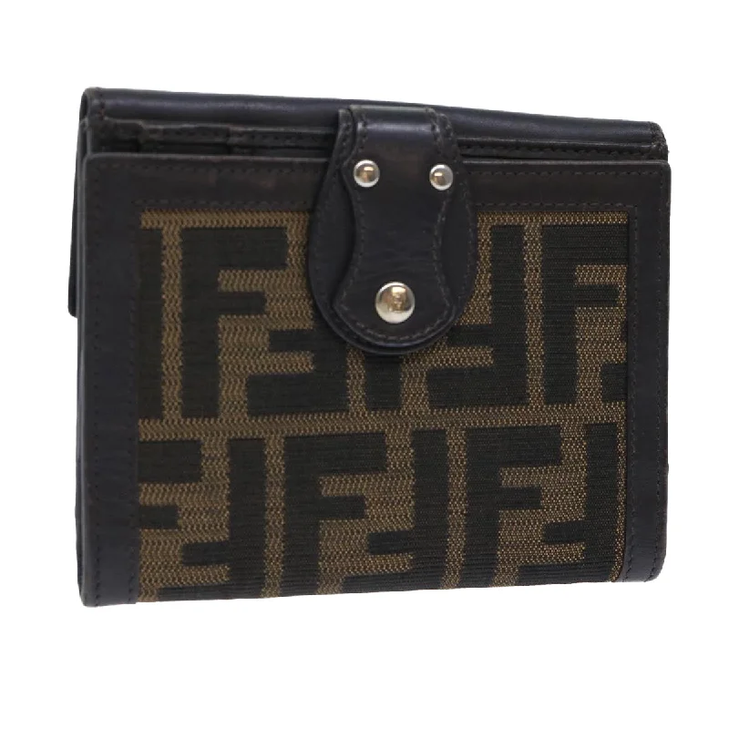 FENDI Zucca Canvas Wallet Black Brown  50855