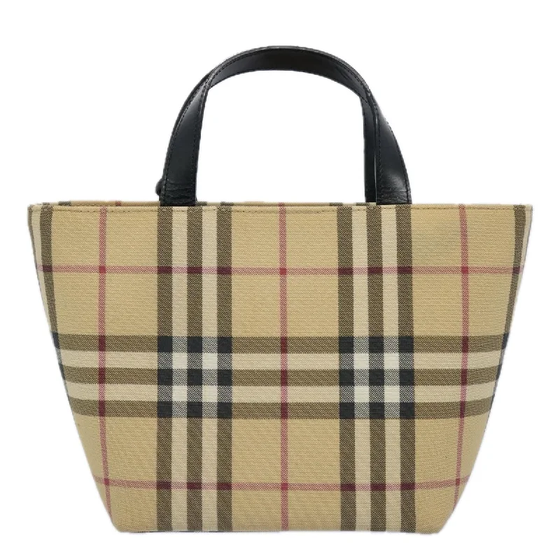 BURBERRY Nova Check Hand Bag Coated Canvas Beige  bs10942