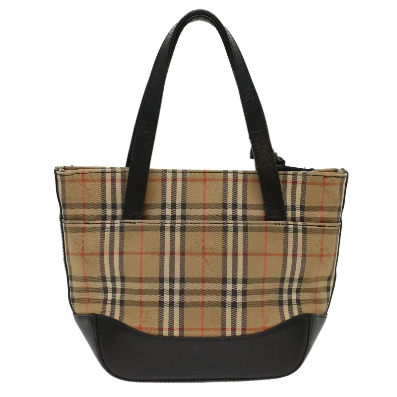 BURBERRY Nova Check Hand Bag Nylon Leather Beige  49617