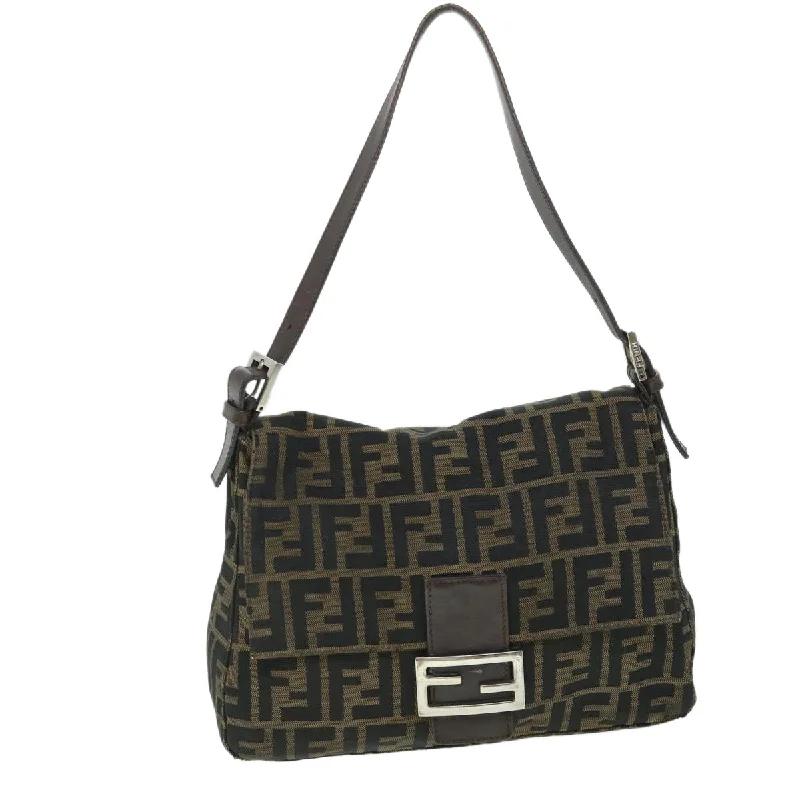 FENDI Zucca Canvas Mamma Baguette Shoulder Bag Brown  hk856