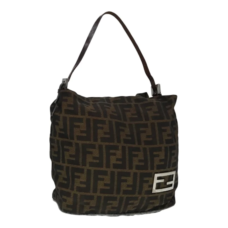 FENDI Zucca Canvas Hand Bag Brown Black Silver  92328