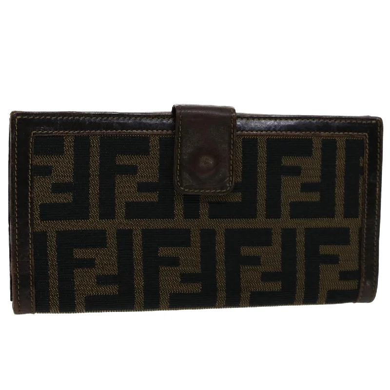 FENDI Zucca Canvas Wallet Black Brown  yk8227