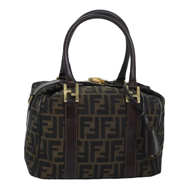 FENDI Zucca Canvas Hand Bag Brown Black  83684