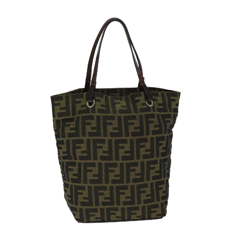 FENDI Zucca Canvas Hand Bag Brown Black  yk12584