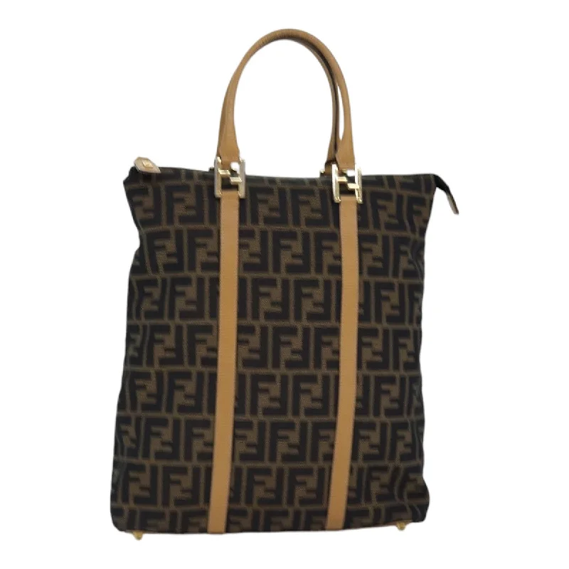 FENDI Zucca Canvas Hand Bag Brown Black gold  ep5077