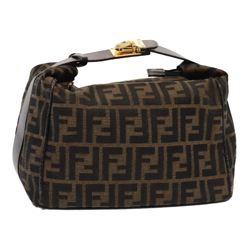 FENDI Zucca Canvas Hand Bag Brown Black  yk14005