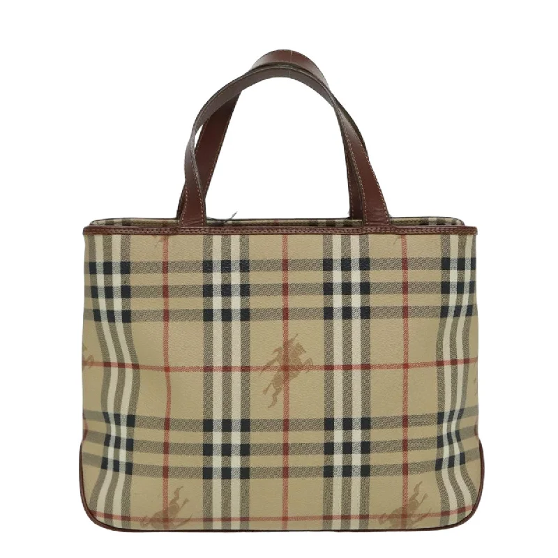 BURBERRY Nova Check Hand Bag PVC Beige  bs15799