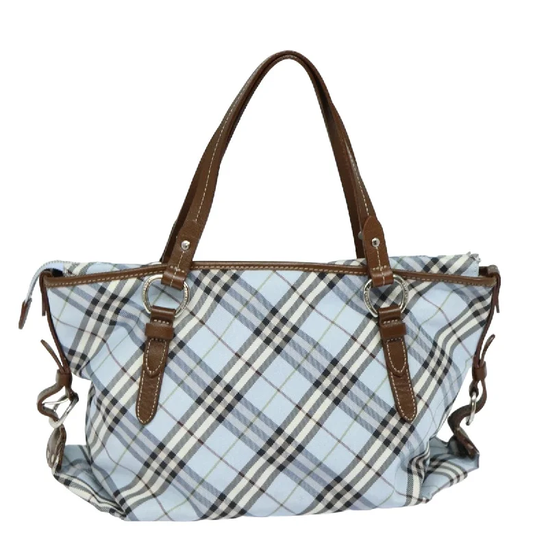 BURBERRY Nova Check Hand Bag Nylon Blue Brown  79192