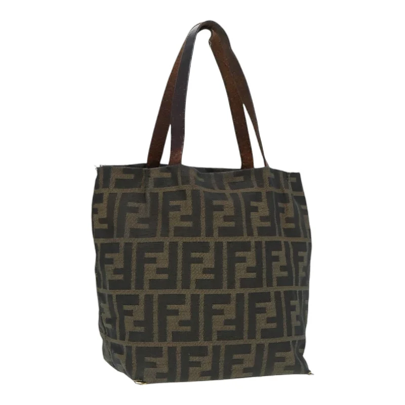 FENDI Zucca Canvas Hand Bag Brown Black Silver  ep5241