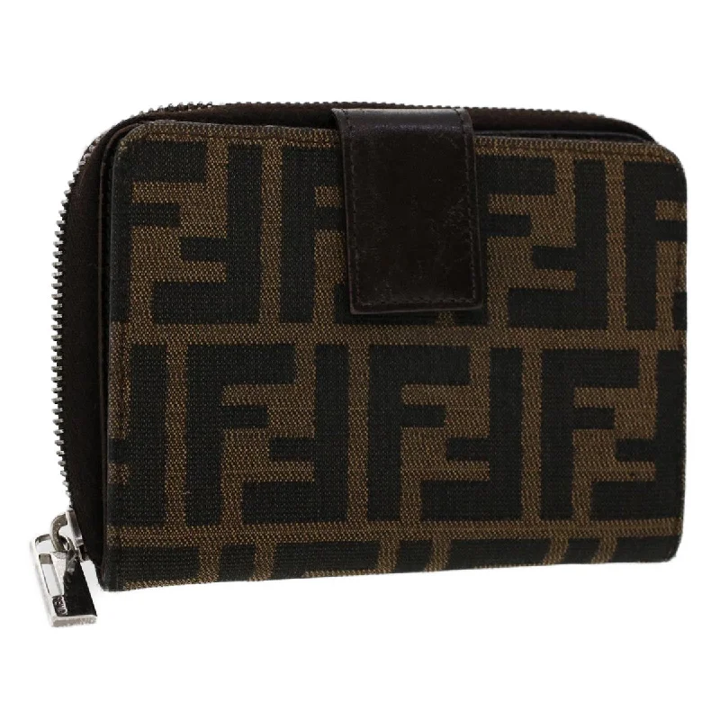 FENDI Zucca Canvas Wallet Black Brown  45939