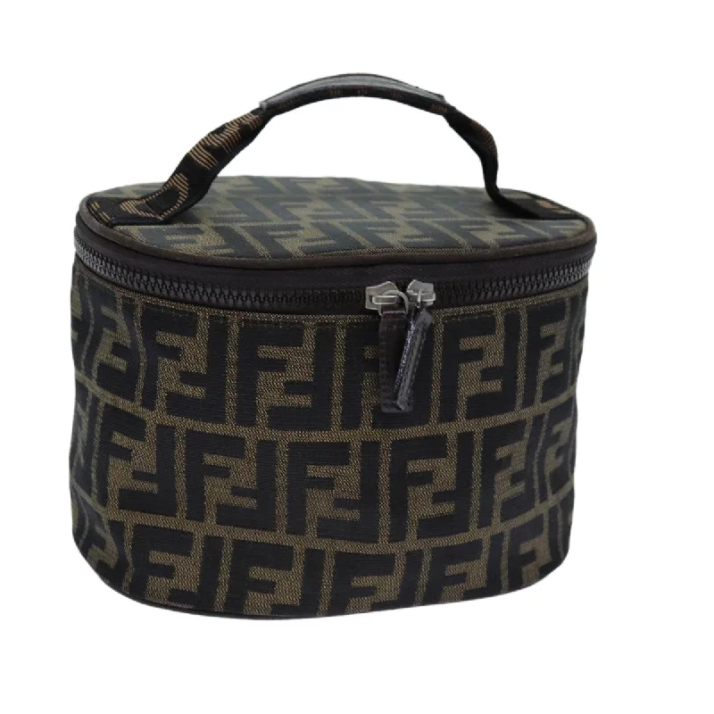 FENDI Zucca Canvas Vanity Cosmetic Pouch Brown  bs13594