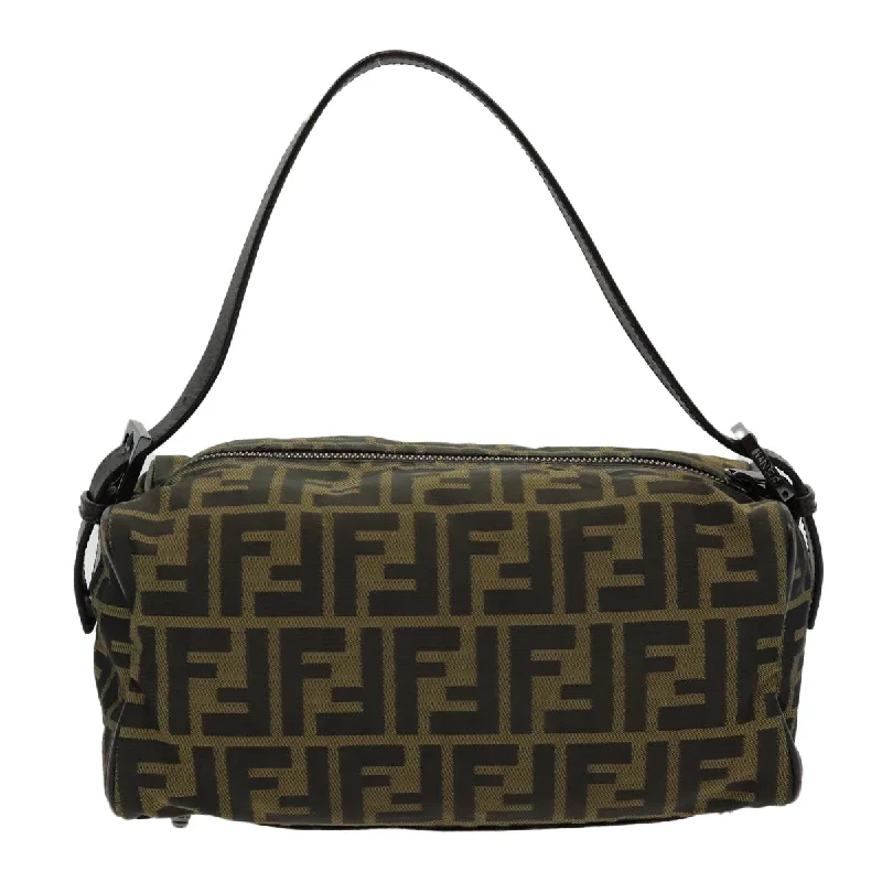 FENDI Zucca Canvas Hand Bag Brown Black  ar12386