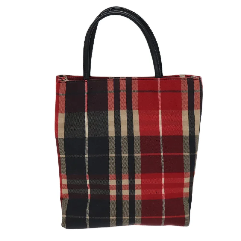 BURBERRY Nova Check Hand Bag Canvas Red Black  ki4392