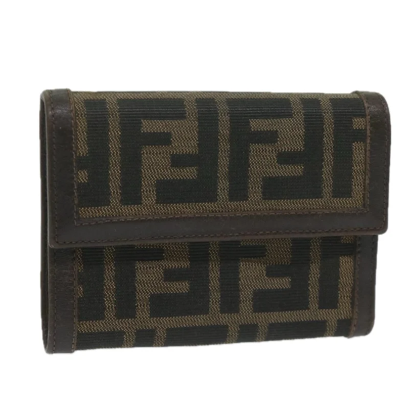 FENDI Zucca Canvas Wallet Black Brown  ai711