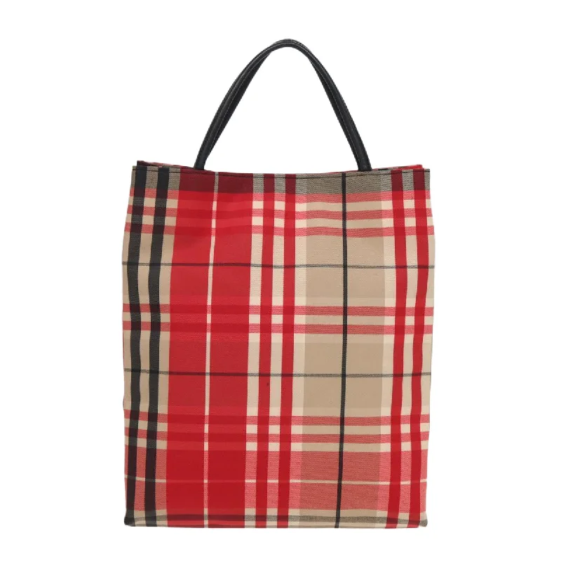 BURBERRY Nova Check Hand Bag Canvas Red  83204