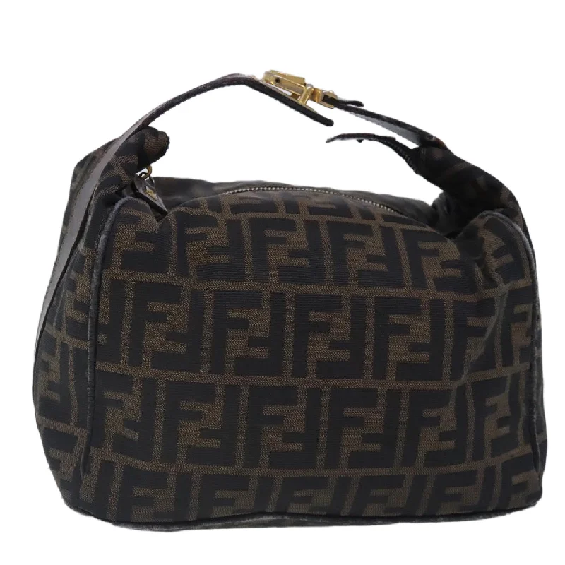 FENDI Zucca Canvas Vanity Hand Bag Brown Black  91735