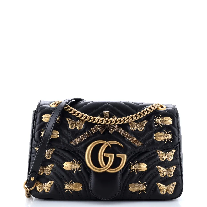 GG Marmont Flap Bag Embellished Matelasse Leather Medium