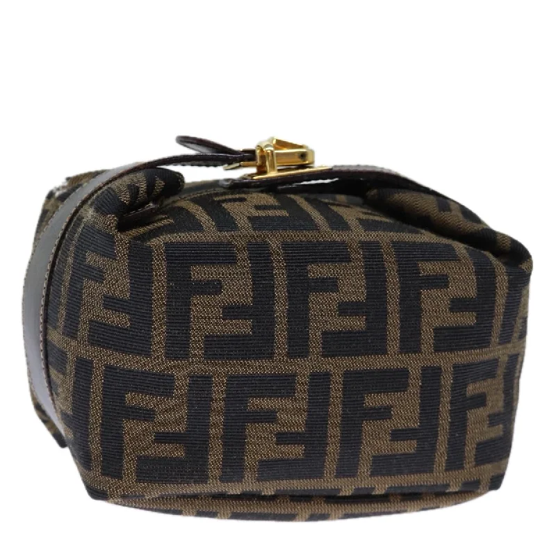 FENDI Zucca Canvas Hand Bag Brown Black  72861